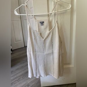 Aerie flowy racerback tank, cream with silver sequin, size M